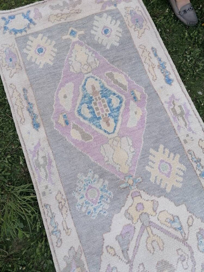 2'11x13'4 oushak wool runner, turkish oushak new production handmade rug, hallway runner rug