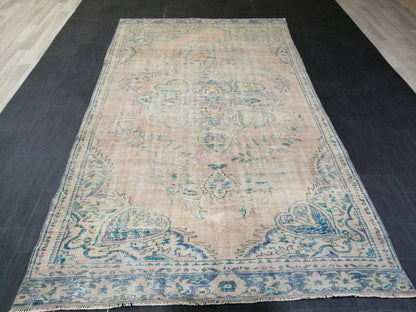 9.5 x 5.4 Distressed Rugs, Hand Made Rug, Oushak Rug, Rustic Rug, Bohemian Rug, Rug Runner, Turkish Rug, Farmhouse Rug, Vintage Rug