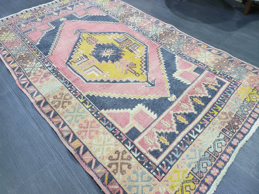 3.6 x 6 Hand Knotted Rug,  Handmade Rug, Oushak Rug,  Natural Wool Rug, Oriental Rug Plush Turkish Rug, Farmhouse Rug, Vintage Persian rug