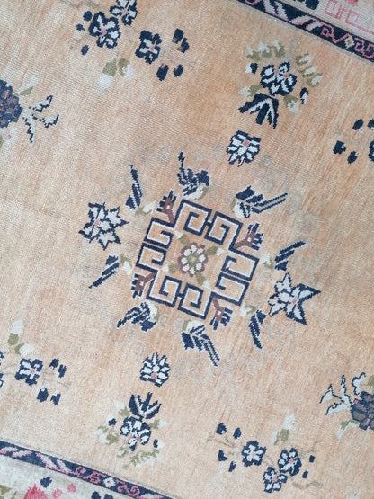 Oushak turkish wool rug 5'3x8'8 vintage handmade rug, large living room rug