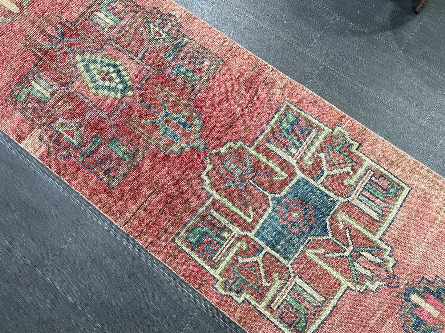 Handmade Runner Rug, 2.8 x 11.2 Turkish Runner Rug, Vintage Runner Rug, Hallway Runner Rug,Hand Knotted Runner Rug Wool Oushak Runner