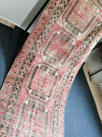 10 x 3 ft Long Runner Rug, Oushak Runner Rug, turkish Runner Rug, Rustic Oushak Rug, Wool Oushak Rug, Vintage Runner, TURKISH RUNNER Rug