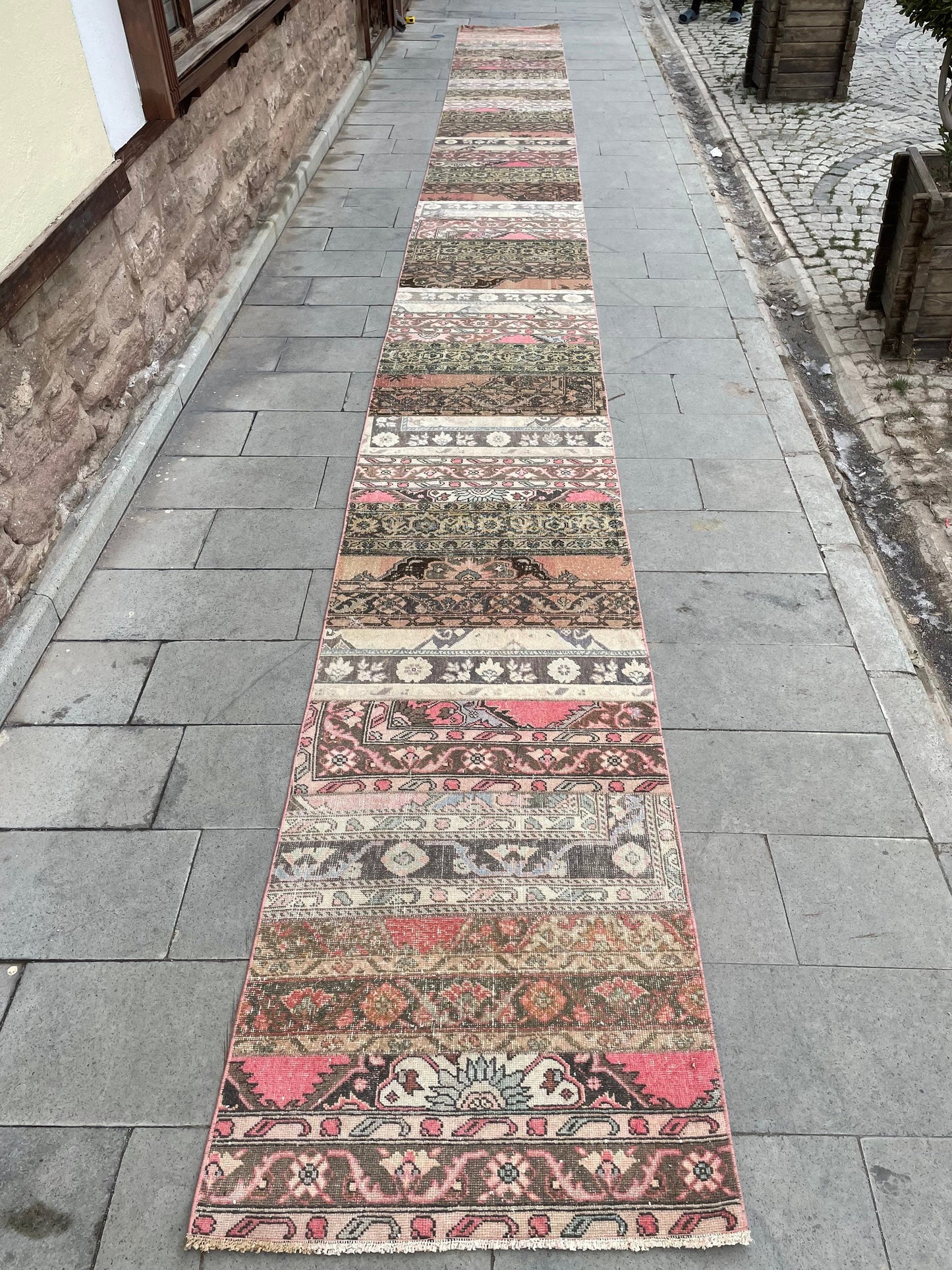 Staircase Runner Rug 2.8 x 30 ft Extra Long  TURKISH Runner Rug Vintage Runner Rug Oriental Runner Rug Patchwork Runner Hand Knotted Runner