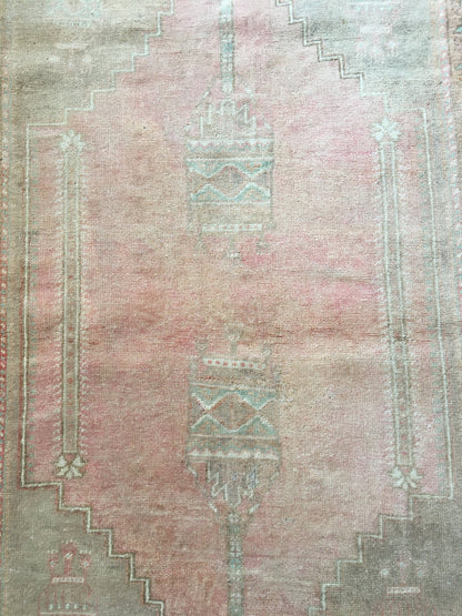 3x6 feet turkish oushak large rug, pastel vintage living room wide rug, muted handmade wool bedroom rug, kitchen area rug, bathroom area rug