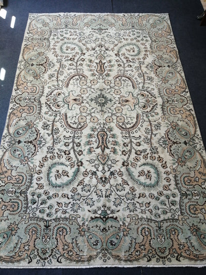 6.6 x 10.3 Vintage Rugs  TURKISH HAND MADE Rugs   Vintage Turkish Rugs   Oushak Rug  Turkish Oushak Rug, Vintage Oushak Rug, Wool Rug