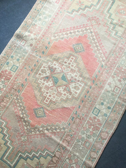 3.5x6 feet destroyed turkish handmade rug, large vintage beige kitchen rug, wool oushak large living room carpet, bedroom area anatolian rug