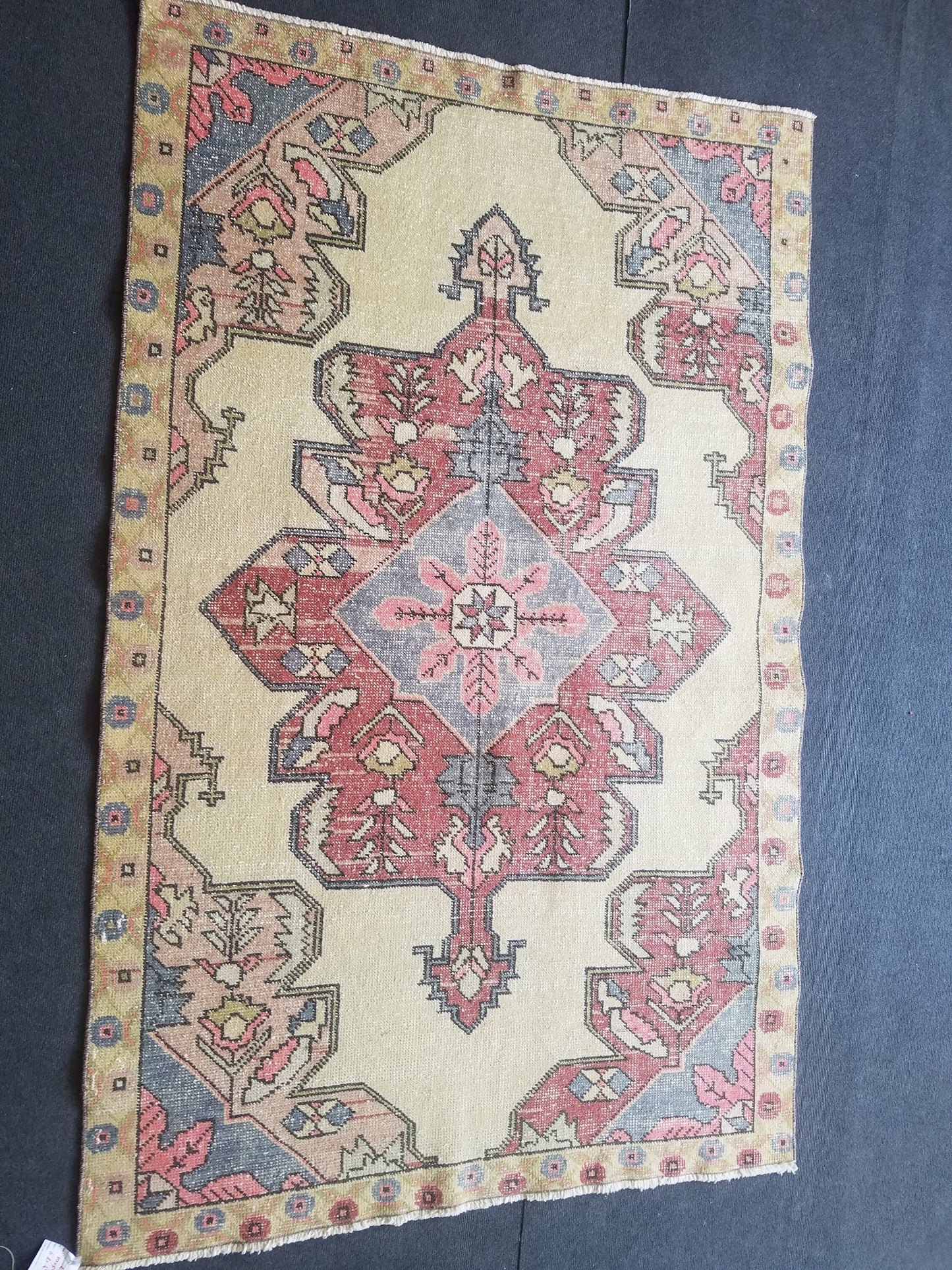 4x7 feet wool vintage rug, oushak bedroom rug, turkish living room rug, kitchen rug, bohemian rug, handmade lounge area rug, bathroom rugs