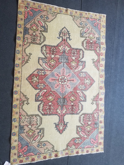 4x7 feet wool vintage rug, oushak bedroom rug, turkish living room rug, kitchen rug, bohemian rug, handmade lounge area rug, bathroom rugs