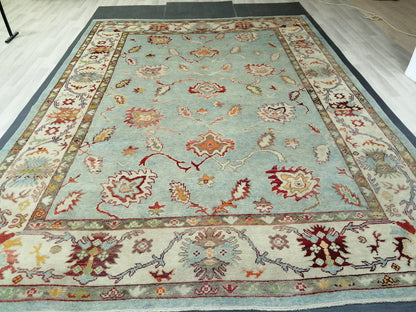 9.3 x 12.8 OUSHAK RUG, TURKISH Oushak Rug Vintage Oushak  Rug, Rug, Wool Oushak Rug Hand Made Rugs, Made In Turkey Hand Knotted Rug 9x13 ft