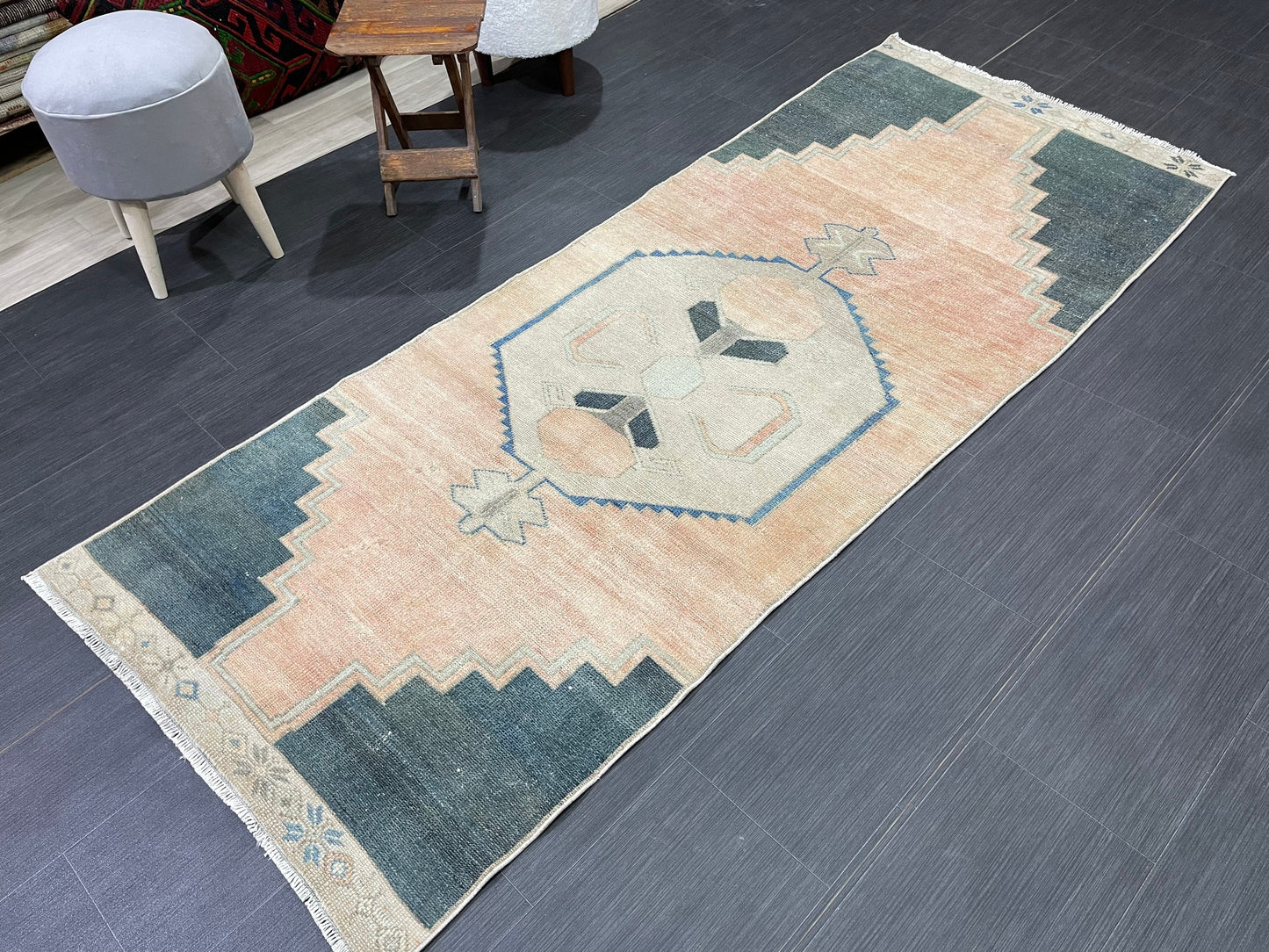 Handmade Rug Oushak 3.1 x 7.5 Rug Hand Knotted Rug, Antique Rug, Rug Runner, Turkish Rug, Farmhouse Rug, Vintage Rug, Wool rug