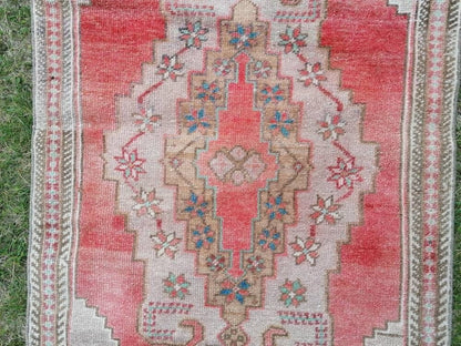 2'7x8'2 wool oushak runner rug hallway handmade runner, vintage runner rug turkish runner rug kitchen runner