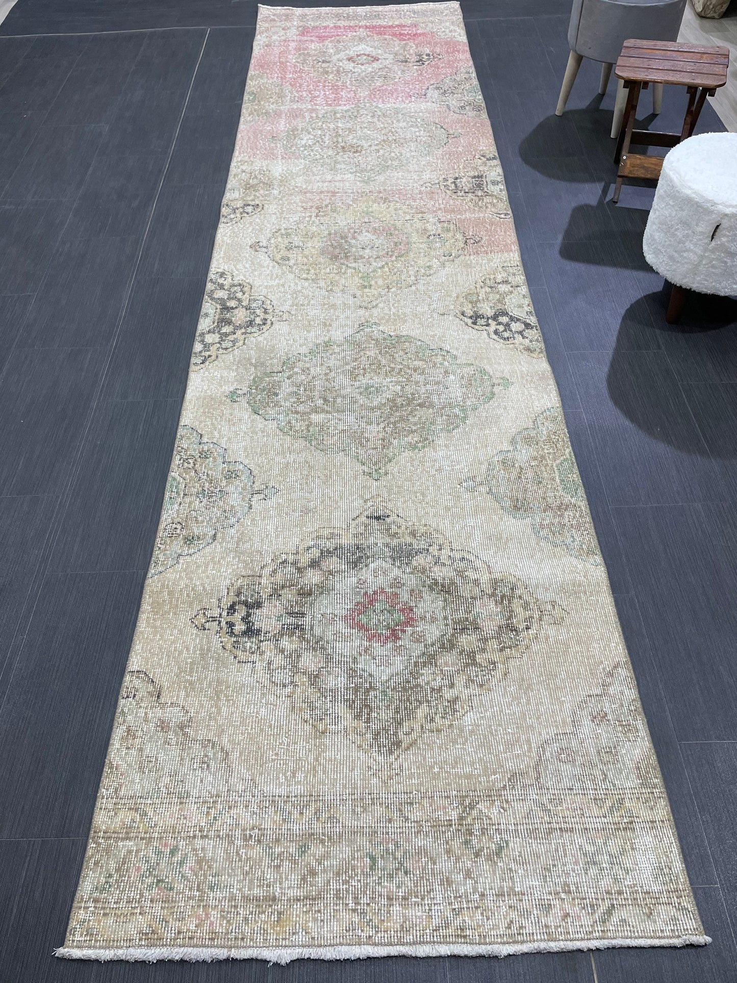 Handmade Runner RUG 3 x 12 TURKISH Oushak Rug Vintage Runner Rug Vintage Runner Rug Wool Oushak Rug Antique Rug Hand Knotted Rug