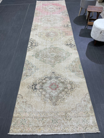 Handmade Runner RUG 3 x 12 TURKISH Oushak Rug Vintage Runner Rug Vintage Runner Rug Wool Oushak Rug Antique Rug Hand Knotted Rug
