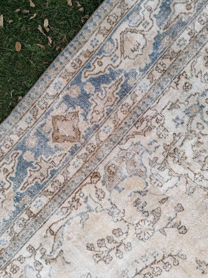 Large oushak wool rug 7'10x12'2 distressed vintage rug, turkish rug, living room rug