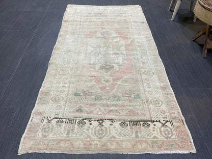 Vintage Turkish RUG, Muted Oushak Rug, 3 x 5.8 Vintage Rug, Antique Rug, Handmade Rug, Hand Knotted Rug Bohemian Rug Wool Rug