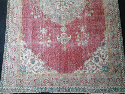 9.7 x 6.3 Vintage Rug TURKISH HAND MADE Rugs 10x6 Vintage Turkish Rug 6x10 Rug Large Turkish Oushak Rug, Vintage Oriental Rug Wholesale Rugs