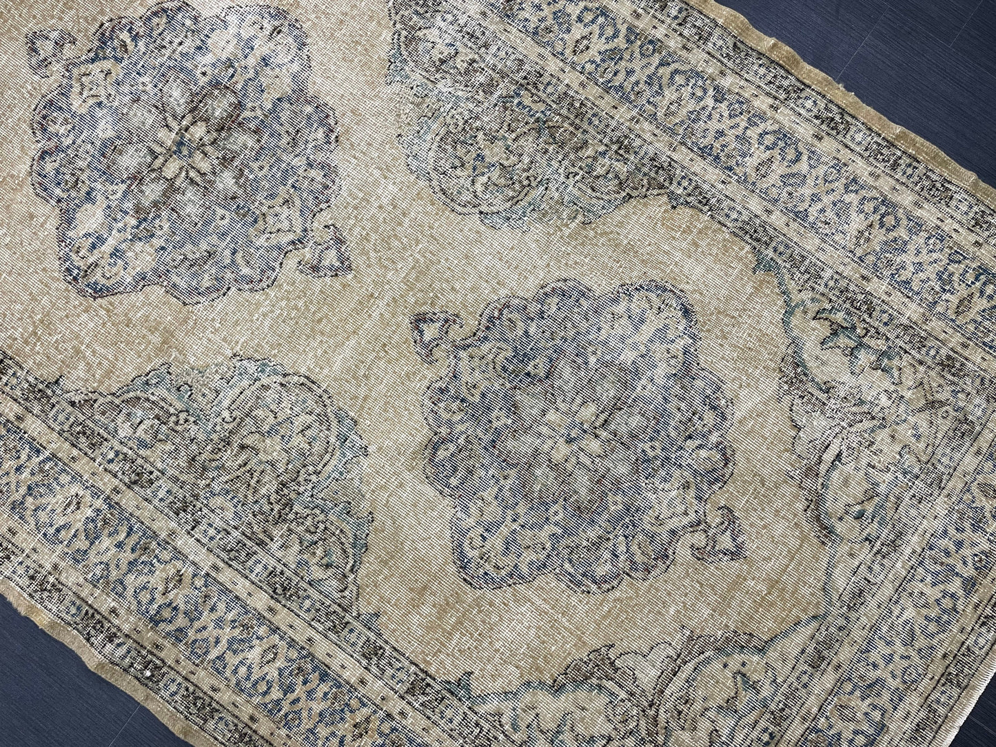 Vintage Hand Knotted Rug Vintage 5x13 Runner Oushak Runner Rug Turkish Runner Rug Vintage Runner Rug Star Kitchen Runner Natural Wool