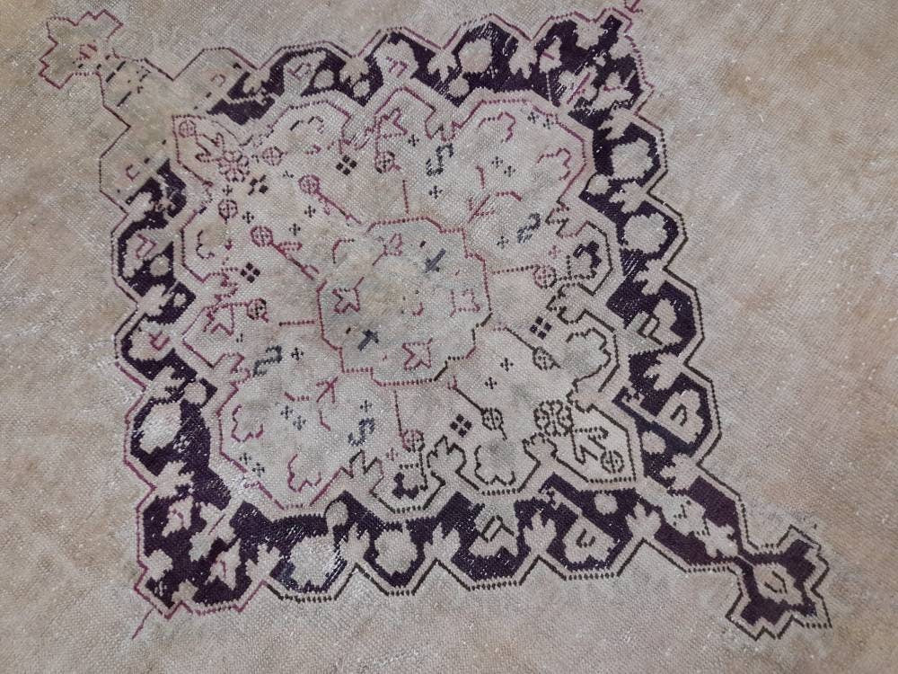 ANTIQUE OushakRug Muted Turkish Wool Rug Vintage 8x10 Rug Persian Rug Muted Oriental Rug Wool Purple Hand Knotted Rug