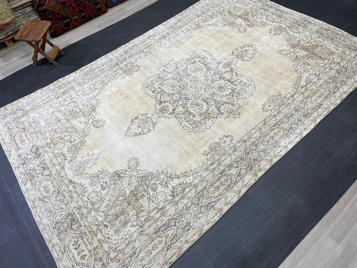 Muted Persian RUG 6.6 x 10.5 Turkish Oushak Rug Vintage Antique Rug Vintage Rug Wool Muted Oriental Rug Handmade Rug Hand Knotted Rug