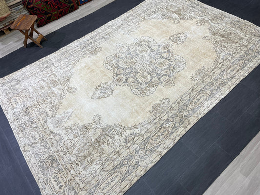 Muted Persian RUG 6.6 x 10.5 Turkish Oushak Rug Vintage Antique Rug Vintage Rug Wool Muted Oriental Rug Handmade Rug Hand Knotted Rug