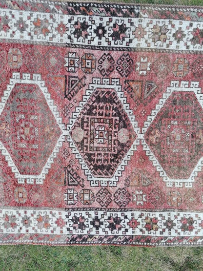 4.5 x 8.2 Vintage kurdish runner rug - handmade rug, Wool runner rug