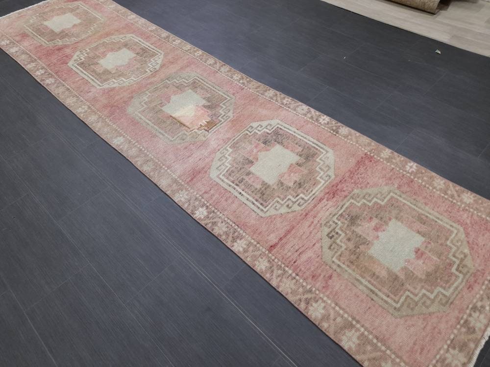 Muted Vintage Runner Rug 2.7 x 10.8 Muted Turkish Runner Rug Vintage Runner Rug Hallway Runner Rug Kitchen Runner Rug Hallway Runner Rug