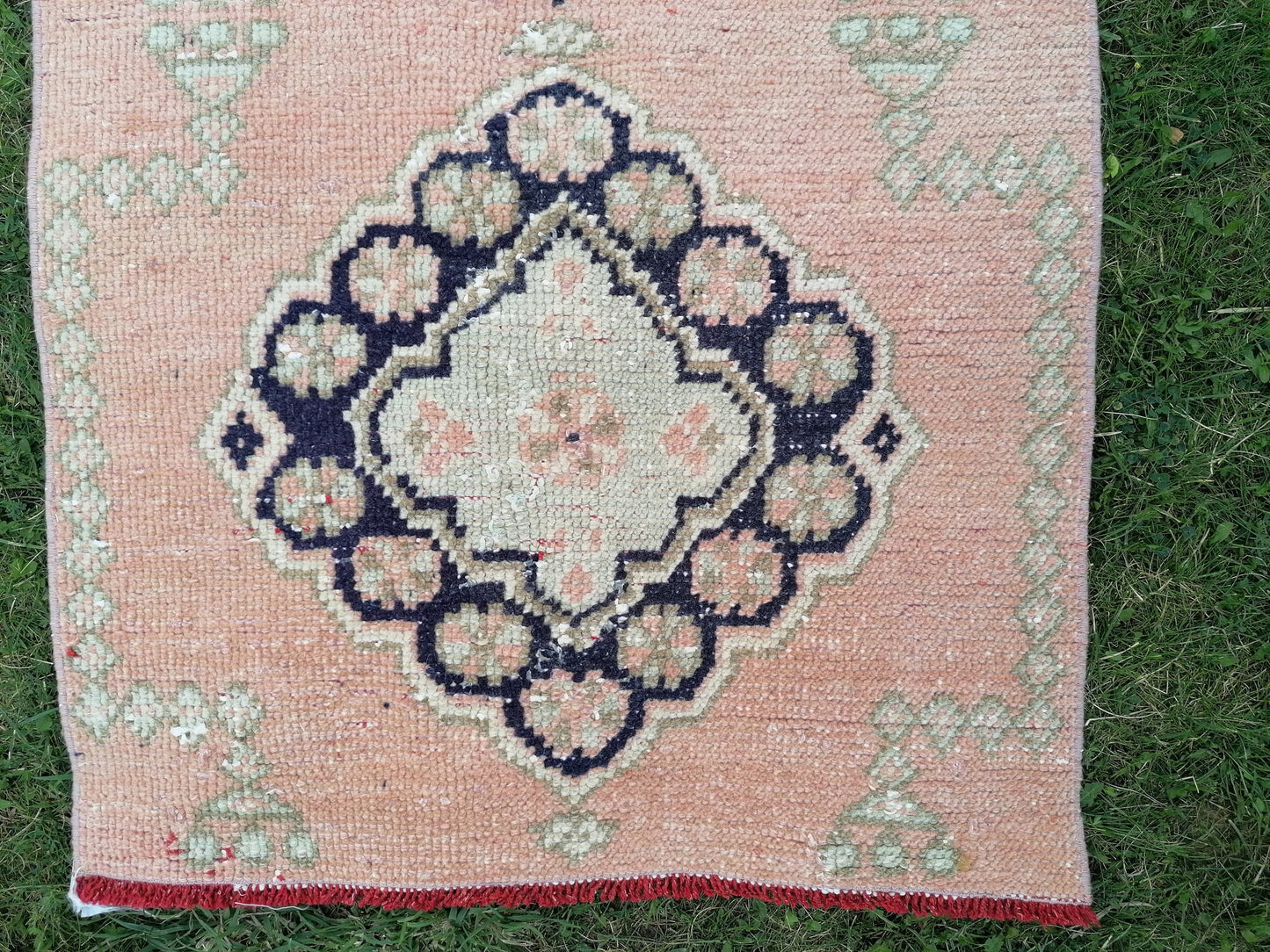 2.3x9.5 feet oushak turkish runner rug, vintage handmade wool runner rug, hallway runner rug, kitchen runner rug, bathroom floor runner