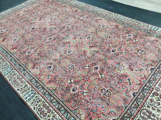 Floral OUSHAK RUG 10.2 x 6.2  TURKISH Rug Oriental Vintage Wool Rug Hand Made Rugs Vintage Turkish Rug