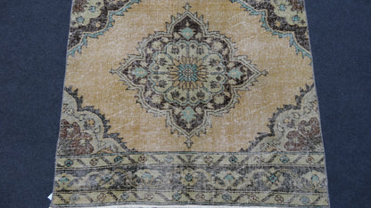 Turkish runner rug, distressed vintage wool runner 3'4x12'6 hallway oushak runner, kitchen runner rug, bohemian handmade rug