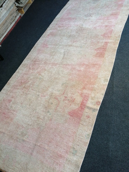 Muted Runner Rug OUSHAK RUG TURKISH 4.3 x 12 Rug Vintage Oushak Runner Rug Vintage Runner Rug Wool Rug Faded Vintage Turkish Rug