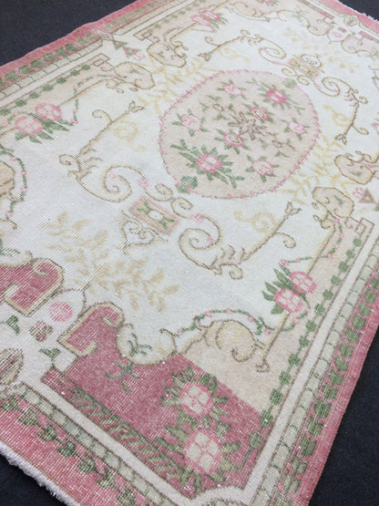 Turkish Rug, Pink Oushak Rugs, Oushak Rug, Wool Oushak Rug, Oushak Runner Rugs, Farmhouse Rug, Vintage Rug, Minimalist Rug, Hand Made Rug