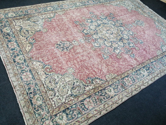 10.3 x 6.9 Vintage Rug, Oushak Rug, Turkish Rug, Livingroom Rug, Kitchen Rug, Handmade Wool Rug, Hand Knotted Rug