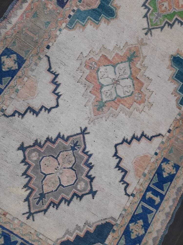 Muted Vintage Runner Rug 5 x 10.4 Turkish Runner Rug Handmade Runner Rug Hallway Runner Kitchen Runner Rug Wool Runner Rug Oriental Runner