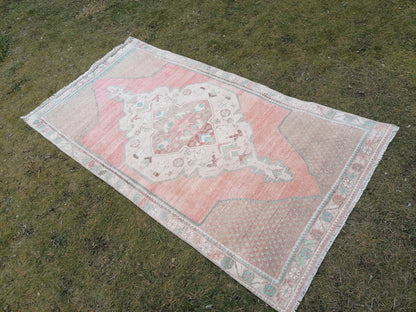 3'11x7'10 turkish rug, vintage rug, oushak vintage rug, kitchen rug bohemian rug