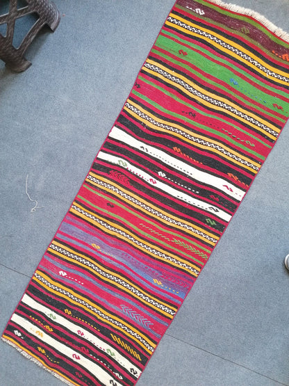 5'10x2 flat woven rugs, hand made flatweave rug, oushak rug, rustic rug, bohemian rug, rug runner, turkish rug, farmhouse rug, vintage rug