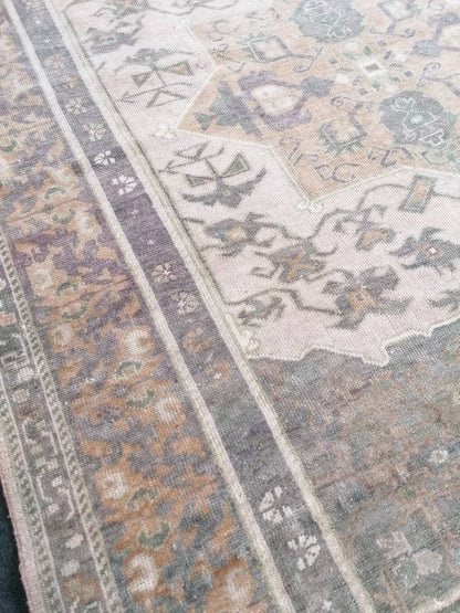 4'8x6'9 vintage muted rug, faded oushak rug,handmade living room rug, turkish rug