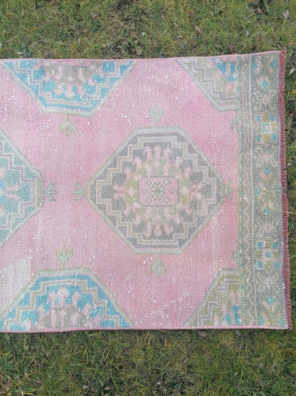 Turkish runner 10'2x2'7 vintage runner, kitchen runner rug,oushak runner rug, hallway runner