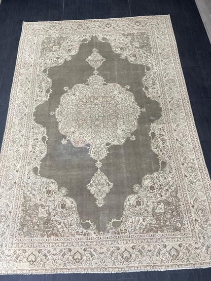 Turkish Rug Vintage 6.7 x 10 Oushak Rug Oriental Rug Gray Wool Rug Fine Knotted Farmhouse Rug, Vintage Rug, Hand Made Rug Persian Rug