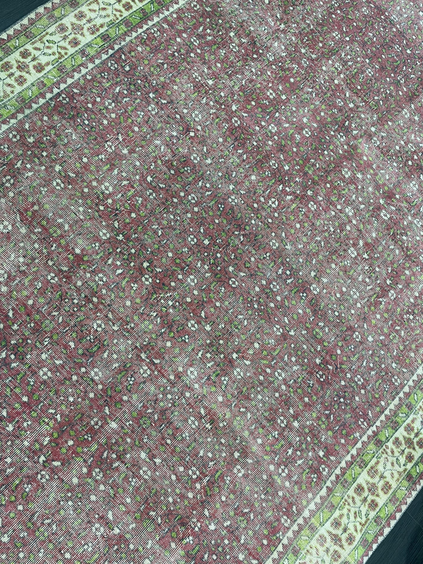 Floral Vintage OUSHAK RUG Antique TURKISH Rug Vintage Distressed Oriental Rug 6.7 x 10.3 Wool  Rug Hand Made Vintage Rug 7x10 Turkish Rug