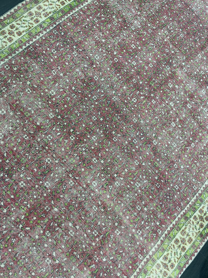 Floral Vintage OUSHAK RUG Antique TURKISH Rug Vintage Distressed Oriental Rug 6.7 x 10.3 Wool  Rug Hand Made Vintage Rug 7x10 Turkish Rug