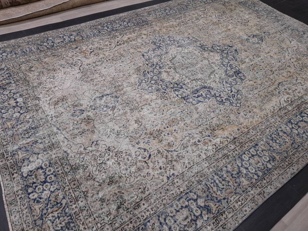 Large OUSHAK RUG TURKISH Oushak Rug Vintage 8.6 x 12.5 Rug Vintage Persian Rug Wool Oriental Rug Hand Made Rug 9x12 Vintage Turkish Rug