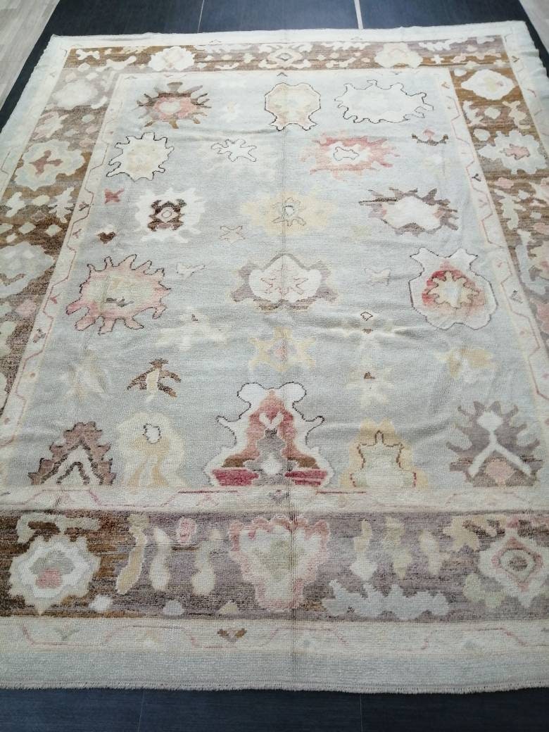 OUSHAK RUG Hand Made 11.3 x 9.2 Oushak Rug Vintage Oushak Rug Vintage Rug Wool Oushak Rug Hand Made Rug Vintage Turkish Rug