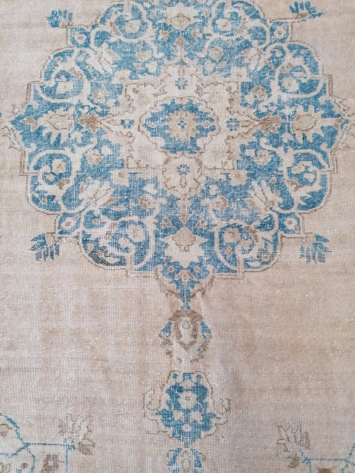 7 x 11 feet, oushak turkish rug, blue hand knotted rug, vintage anatolian rug,unique handmade rug,bohemian rug