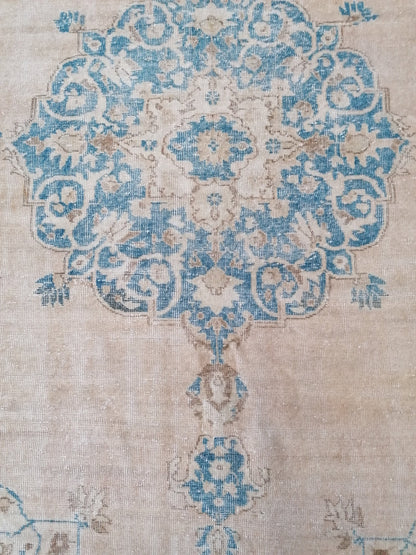 7 x 11 feet, oushak turkish rug, blue hand knotted rug, vintage anatolian rug,unique handmade rug,bohemian rug