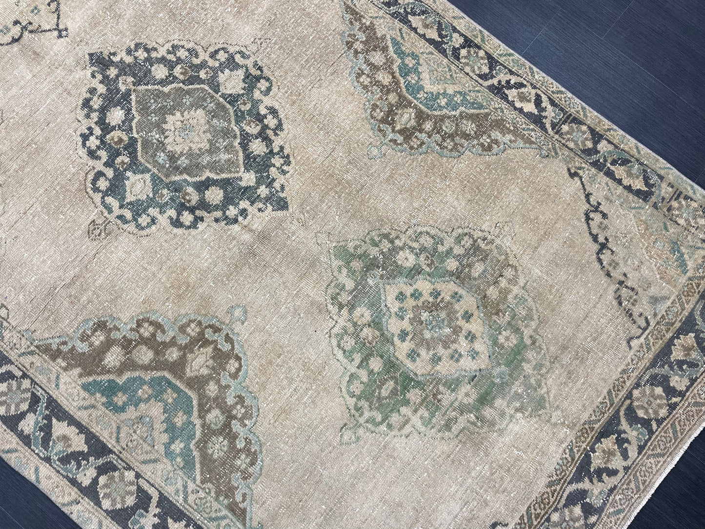 Muted Vintage Runner Rug Vintage Oushak Runner Rug 4.7 x 13 Hallway Runner Rug Turkish Kitchen Runner Rug Antique Wool Oriental Runner Rug