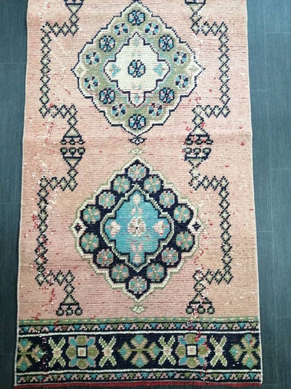 VINTAGE RUNNER Rug, Muted 10. 8 x 2.6 Vintage Turkish Runner Rug, Oushak Runner Rug, Hand woven Rug, Oriental runner Rug 2.6 x 11 Runner