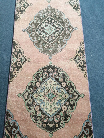 13.4 x 2.6 Vintage Oushak Runner Rug Turkish Runner Rug Vintage Runner Rug Hallway Runner Rug Kitchen Runner Rug Wool Runner Rug Wool Oushak