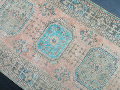 Oushak Runner Rug 11.4 x 4 Vintage Turkish Runner Rug Vintage Runner Rug Hallway Runner Rug Kitchen Runner Rug Wool Runner Rug