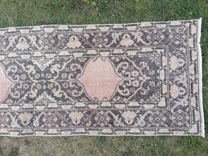 Turkish runner rug 2'3x13'3 vintage wool runner, packwork oushak runner rug, hallway hand made rug, kitchen runner rug,