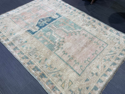 Antique Oriental RUG, Antique TURKISH 3.2 x 4.5 Rug, Vintage Persian Rug, Vintage Wool Hand Knotted Rug, Muted Handmade Rug